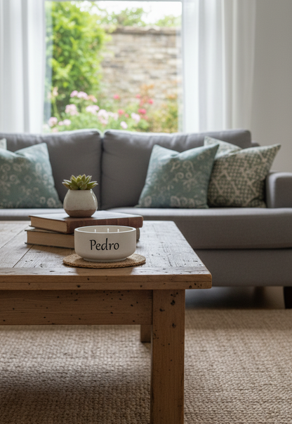 Vela perfumada em taça personalizada (por encomenda)