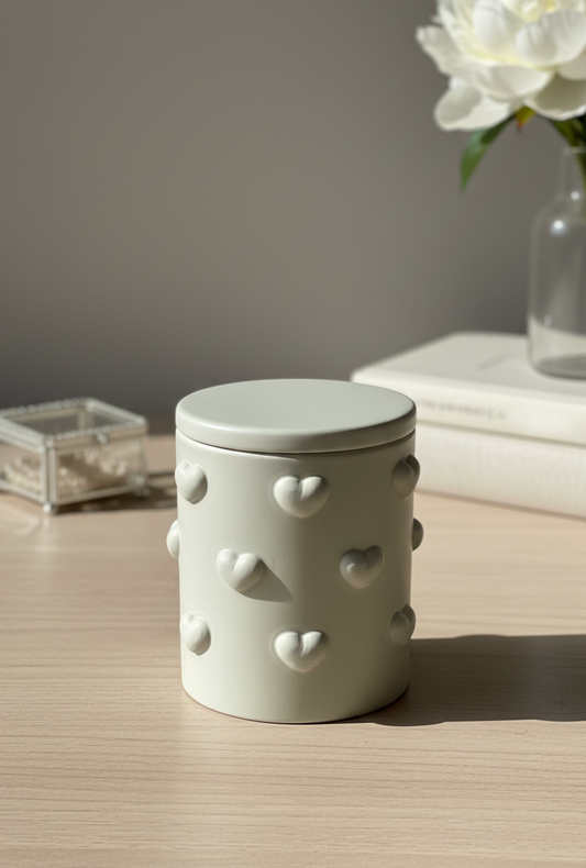 Copo decorativo com tampa "Corações"